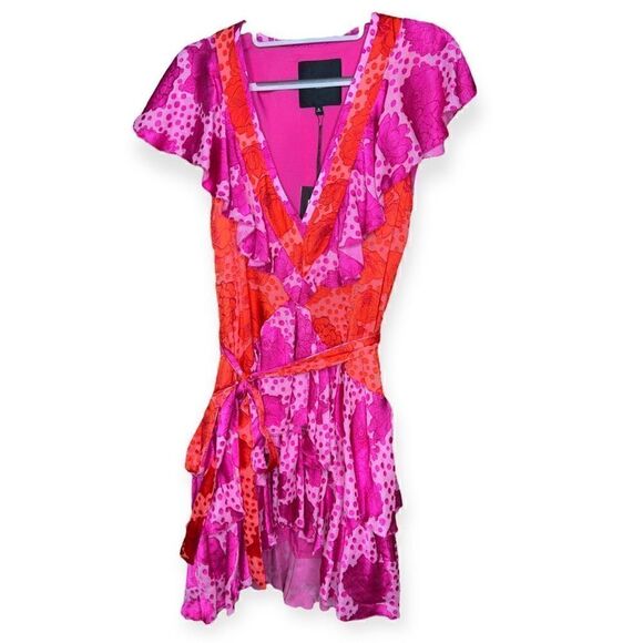Le Superbe Aurora Flora Lil Flirt Mini Dress Sz 6 | Pink & Orange | NWT Designer - Picture 3 of 9